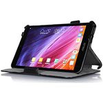 Amzer Leather Texture Portfolio Multi Angle Folio Stand Case Cover for Asus MeMO Pad ME181C, Black (AMZ97200)