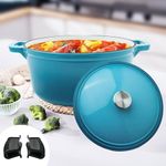 The Better Home Rustic Series Cast Iron Dutch Oven (3.5L) | Enamel Coated Biryani Handi Pot Heavy Bottom | Handi With Lid For Cooking | Rust Proof Iron Pot | Gas & Induction Cookware (Blue)