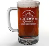 Personalized Etched 16oz Glass Beer Mug - Father's Day, Monogram, Customized Name, Custom Beer Gifts for Men, Birthday gifts for HIm, Engraved Stein, Ramsey