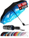 Repel Windproof Travel Umbrella - Compact & Withstands Winds up to 100MPH, Strongest Premium Auto Folding Umbrella for Rain and Sun - Durable, Light & Portable for Women & Men, Fits Backpack & Cars
