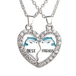 YALLNASL Best Friends Necklace for 2 Girls BFF Half Heart Shaped Necklaces for Women Bestie Gifts Necklaces Match Necklace for Best Friends Female Friendship Necklace, Small, Metal