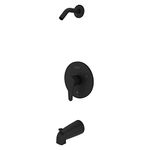 Pfister Pfirst Modern Matte Black Shower Faucet Set with Bathtub Faucet/Tub Spout, Single-Handle Tub & Shower Trim Kit Without Shower Head, 3-Hole, Modern Bathroom Décor