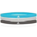 adidas Polyester Sports Hair Bands - Grey, Grey, Signal Cyan (3 Pack)