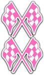 Checkered Flags Vinyl Decal Sticker (2 Pack!!!) | Yeti Tumbler Cup Ozark Trail RTIC Orca | Decals Only! Cup not Included! | Pink | 2-3 X 2.6 inch | KCD1796P