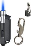 Bbsisgo Torch Lighter and Keychain Combo, Adjustable Jet Flame Butane Lighter, Refillable Windproof Mini Gas Lighter, Black.(Gas Not Included)