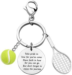 BNQL Tennis Keychain Gifts for Tennis Players Tennis Team Gifts for Tennis Lover Tennis Balls Keychain, Silver, Large