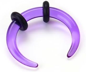 BodyBonita 1Pcs Septum Stretching Kit - 10G Acrylic Stretched Septum Pincher Taper Rings C Shape Ear Gauge Nose Cartilage Piercing Jewelry for Women Men 12mm Purple