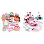 Play Circle by Battat Sweet Treats Ice Cream Parlour Playset and Birthday Cake Toy Food Set