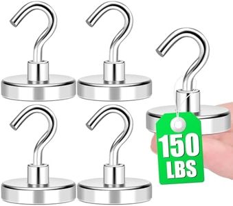 MIKEDE Magnetic Hooks for Cruise Cabins, 150lbs Strong Pulling Force Metal Magnets with Hooks Heavy Duty, Super Powerful Magnets for Fridge, Industrial Cruise Magnets Hooks - 5 Pack