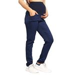 Silly Boom Maternity Blue Denim Pants Leggings for Women - Pregnancy Pants Over-Belly Design and Elastic Waistband - Ideal Gift for Women and All Mums-to-Be (Denimleggings-Pant-Color-Blue-M)