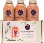 Absolute Aromas Pink Himalayan Bath Salts Set - De-Stress, Lavender and Relaxation - 3 x 290g Jar Himalayan Salts Infused with 100% Pure Essential Oils