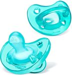 Chicco PhysioForma 100% Soft Silicone One Piece Pacifier for Babies 0-6 Months, Teal, Orthodontic Nipple, BPA-Free, 2-Count in Sterilizing Case