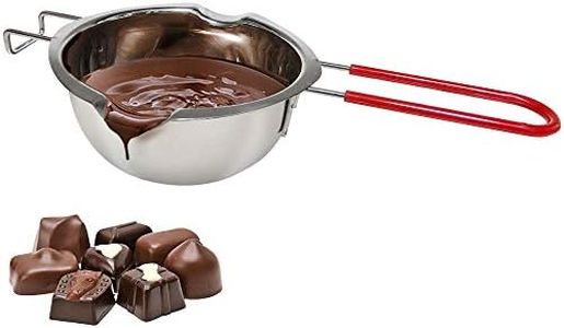 QLESHINING Chocolate Universal Melting Pot 12oz(400ml), 18/8 Stainless Steel Double Boiler Spouts, Heat-Resistant Handle, Flat Bottom, Butter Chocolate Cheese Caramel Soap Candle Making Wax Melting