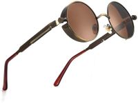 Polarized Steampunk Sunglasses, UV Protection, Metal Frame, Outdoor Circle Shades