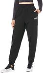 PUMA Women's Essentials+ Embroidery High Waist Fleece Pants, Black, X-Large