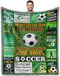 Wotail Soccer Blanket, Polyester, 60" x 50", All Seasons, Soccer Gifts for Boys and Men