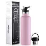 Sivaphe 25oz Stainless Steel Sport Water Bottle with Straw and 2 Lids, Double Wall Vacuum Insulated Water (Pink)