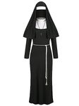 maxToonrain Nun Costumes For Women Plus Size,Adult Halloween Costumes Fancy Dress Funny Cosplay Party Belt+Gold Cross+Headpiece Accrssories Nun outfit for Womens(A style,XL)