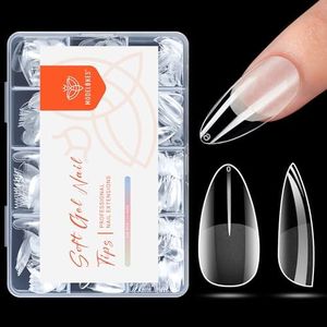 Modelones Medium Almond Nail Tips, Pre-shaped Full Cover Fake Nails Soft Gel Acrylic Nail Tips Nail Extension False Gel x Nail Kit 216PCS 12Sizes