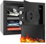 (1.04 Cu Ft) Fireproof Safe for Home Documents, Money Safe Box Fireproof Waterproof with Key&Code, Steel Security Home Safe Box with Mute Function& Removable Shelf for Office, Bussiness, Hotel, Black