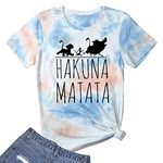 LOOKFACE Womens Hakuna Graphic Printed Tshirts Cute Funny Tees, Tie Dye 08, Large