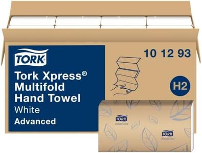 Tork Xpress Soft Multifold Hand Towel White with Grey Leaf Print, Absorbent, 189 Towels Per Pack, 16 Packs, Fits H2 Towel Dispensers