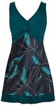 ECUPPER Womens One Piece Swimsuit Plus Size Swimwear Floral Printed Swimming Costume with Skirt Deep Green XL