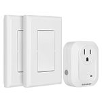 Suraielec Wireless Wall Switch Remote Control Outlet, No Wiring, 100ft RF Range, Pre-Programmed, Expandable Wireless Light Switches for Plug in Pendant Light, Lamp (2 Wall Switches and 1 Receiver)