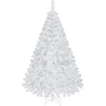 Yaheetech 6ft Artificial Christmas Tree Hinged Spruce Xmas Tree with 598 Tips and Foldable Metal Stand for Home/Office Holiday Decoration Indoor & Outdoor, White