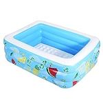 Kiddie Pool, 153cm × 106cm × 46cm Inflatable Pool with Inflatable Soft Floor, Cool Summer Swimming Pool for Kids and Family, Blow Up Pool for Backyard, Garden, Indoor, or Outdoor