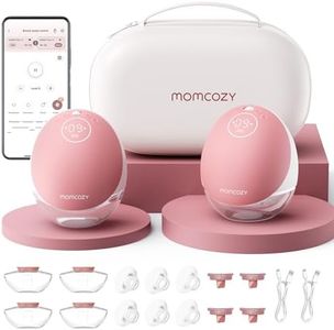 Momcozy Wearable Breast Pump, Hands Free Upgraded Mobile Flow | M9, App Discreet Control with Personalized Multi-Modes & 15 Levels, Wearable Breast Pump 24mm, 2 Pack Cozy Red