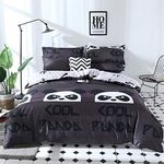 DOTBUY Bedding Sets, 3pcs Elegant Lightweight Microfiber Duvet Cover Set Fiber Soft Zipper Pillowcase Protects and Covers your Comforter Duvet Insert (Single -135x200cm, Black - panda)