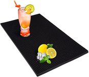 Excovip Durable&Stylish Bar Mat,1 pcs 18"x12" Service Mat for Coffee, Bars, Restaurants and Counter Top -Black Drink Coasters -Waterproof, Non Slip, Non-Toxic PVC Service Spill Mat