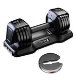 Dripex Adjustable Dumbbell,25LB Single Dumbbell with Anti-Slip Handle,Fast Adjust Weight Dumbbell by Turning Handle,Black Dumbbell with Tray Suitable Full Body Workout Fitness Home Gym,JP2105005V