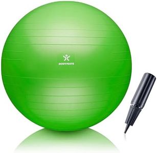 BODYMATE Exercise Ball - E-book with exercise guides included - Gym-quality Swiss balls for fitness, birthing, pregnancy - Air pump included - Anti-Burst - 55cm - Lime-Green