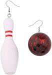 UJIMS Women Sports Ball Jewelry Bowling Ball Earrings for Bowling Lovers Sport Gift Tennis Players Gift (CABowling Ball Earrings)