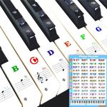 Piano Keyboard Stickers with Piano Chord Chart,for 88/61/54/49 Key,Note Letters Labels for Beginners and Young Kids Piano Notes Guide Piano Key Stickers Learn Electronic Piano (Colorful)