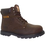 MAXSTEEL Mens Work Safety Shoes Leather Boots Steel Toe Cap Ankle Boots Shoes Trainers (UK 12) Brown