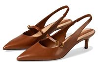 Franco Sarto Women's Khloe Pointed Toe Slingback Kitten Heel Pump, Tawny Brown Leather, 7.5