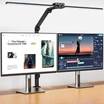 KableRika Desk Lamp, 24W 80cm Double Head Desk Lamp With Clamp, 1200lm Brightest Desk Lights for Home Office, Architect Tall Task Table Lamp, Auto Dimming, 4 Brightness 4 Colors for Work Study Monitor