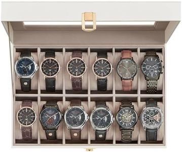 SONGMICS Watch Box, 12-Slot Watch Case with Large Glass Lid