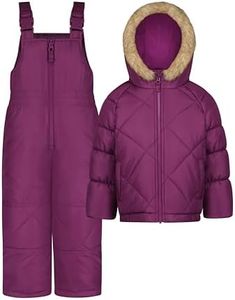 Osh Kosh Girls' Ski Jacket and Snowbib Snowsuit Outfit Set, Dark Berry, 18 Months