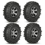 KEEDA 110mm 1.9 inch Metal Beadlock Wheels and Rubber Tires for 1/10 Scale RC Rock Crawler Car Axial SCX10 Traxxas TRX4 RC4WD D90 TF2 (Black)