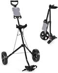 GYMAX 2 Wheel Golf Cart, Lightweight Folding Golf Trolley with Scoreboard, Steel Golf Push Pull Cart