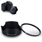 Lens Hood and UV Filter Fits for Canon EF-S 18-55mm f/3.5-5.6 f/4-5.6 RF 24-50mm f/4.5-6.3 IS STM Replaces Canon EW-63C