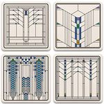 CoasterStone AS10188 Ennis House Windows Coaster Set, Stone, Multicolor