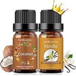 Sedbuwza Coconut Vanilla Essential Oil Gift Set, Organic Coconut Oil 100% Pure Vanilla Oil for Skin, Massage, Diffuser, Aromatherapy