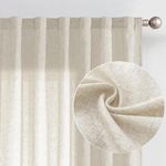 JINCHAN Linen Beige Curtains 96 Inches Long for Living Room Farmhouse Rod Pocket Back Tab Light Filtering Window Drapes for Bedroom Curtains Crude 2 Panels