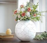 Behoma Metal Ball Vase for Home Dcor | Flower Pot for Bedroom Living Room Office Wedding | Flowers Arrangement for Birthday Anniversary Festival | Off-White Crackled Large (Flower not Included)