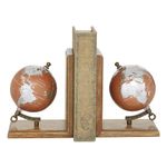 Deco 79 Wood Globe Bookends, Set of 2 7", 7" H, Brown